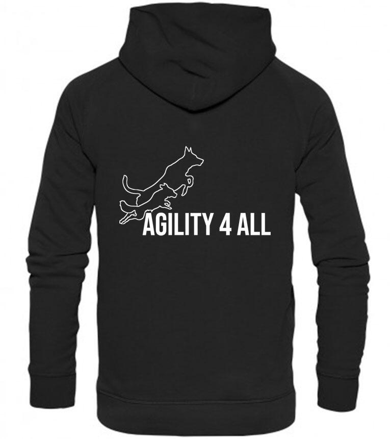 Agility 4 All - Official Clothing - Black Hoodie (Back with white Printed logo)