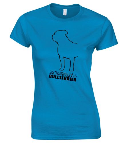 Female Staffordshire Bullterrier T-Shirt Sapphire Blue (Black)