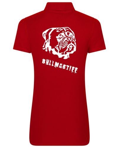 Female Bullmastiff (Head) Polo Shirt Red (White)