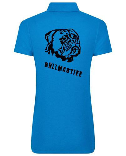 Female Bullmastiff (Head) Polo Shirt Sapphire Blue (Black)