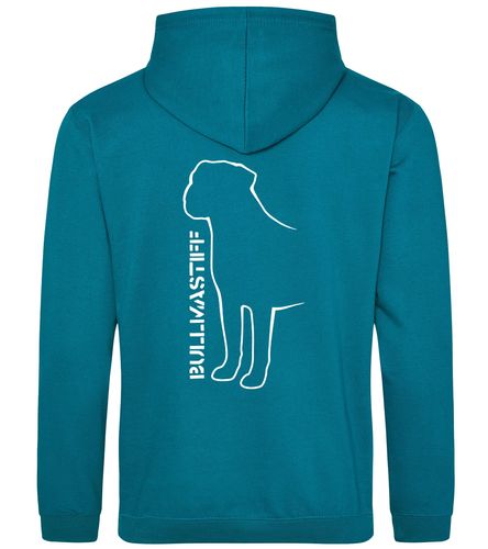 Unisex Bullmastiff (Standing) Pullover Hoodie Jade (White)