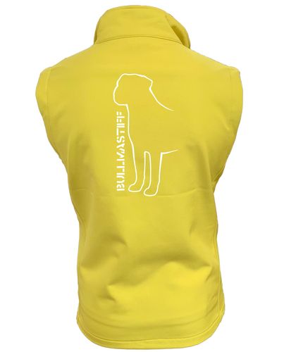 Unisex Bullmastiff (Standing) Softshell Gilet Yellow (White)