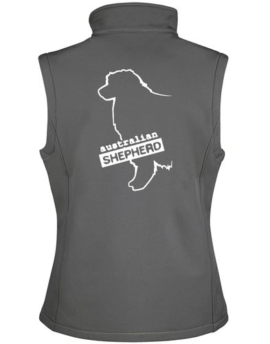 Unisex Australian Shepherd Softshell Gilet Charcoal (White)