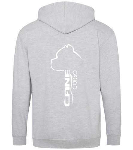 Unisex Cane Corso Zipped Hoodie Heather Grey (White)
