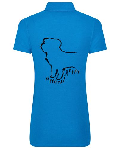Female Affenpinscher Polo Shirt Sapphire Blue (Black)