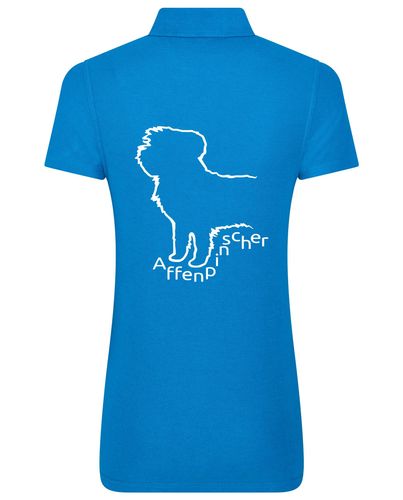 Female Affenpinscher Polo Shirt Sapphire Blue (White)
