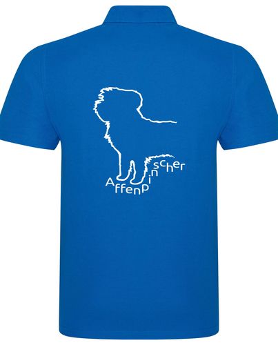 Unisex Affenpinscher Polo Shirt Sapphire Blue (White)