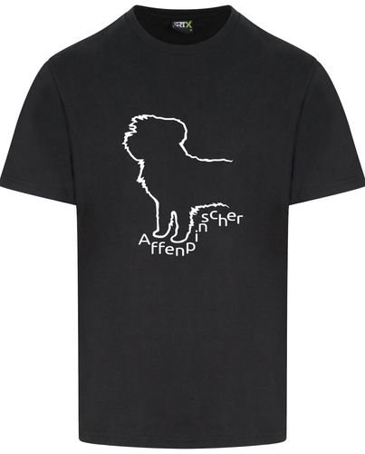 Unisex Affenpinscher Roundneck T-Shirt Black (White)