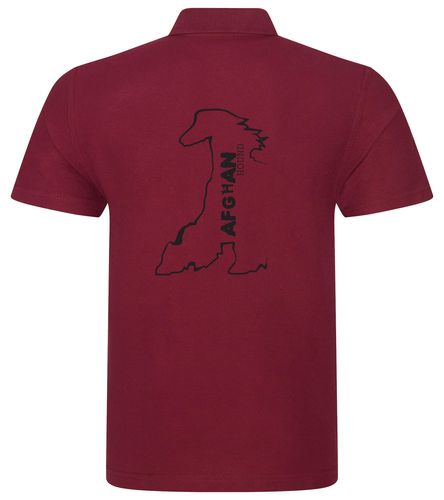 Unisex Afghan Hound Polo Shirt Burgundy (Black)