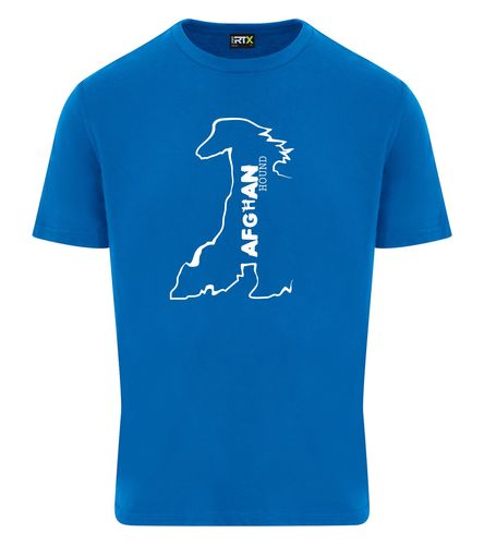 Unisex Afghan Hound Roundneck T-Shirt Sapphire Blue (White)