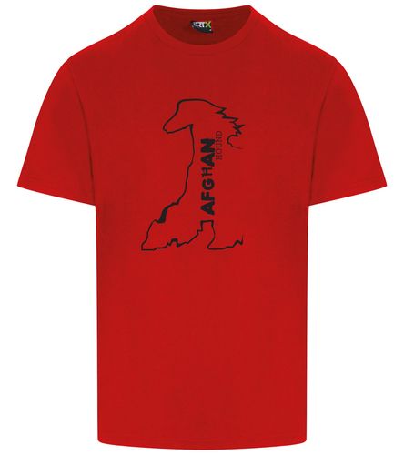 Unisex Afghan Hound Roundneck T-Shirt Red (Black)