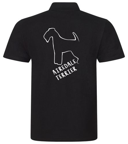 Unisex Airedale Terrier Polo Shirt Black (White)