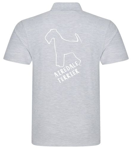 Unisex Airedale Terrier Polo Shirt Heather Grey (White)