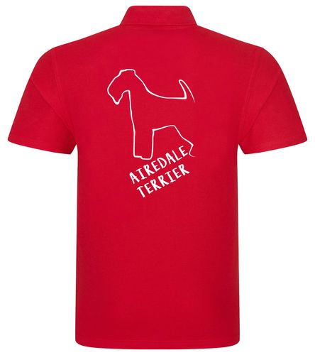 Unisex Airedale Terrier Polo Shirt Red (White)