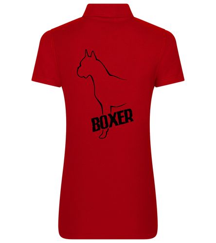 Female Boxer Ear Up Polo Shirt Red (Black)