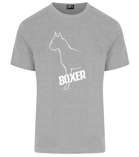 Unisex Boxer Ear Up Roundneck T-Shirt Heather Grey (White)