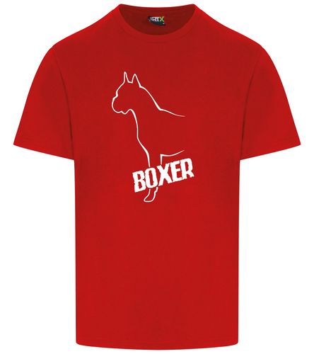 Unisex Boxer Ear Up Roundneck T-Shirt Red (White)