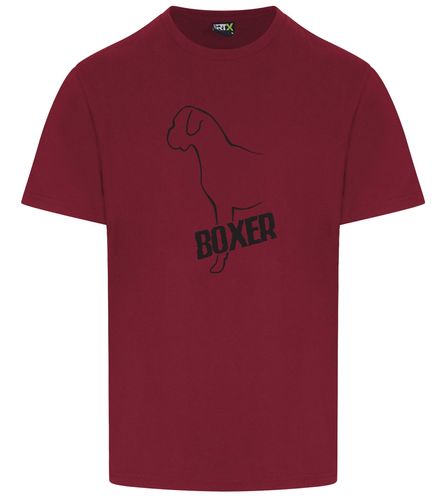 Unisex Boxer Ear Drop Roundneck T-Shirt Burgundy (Black)