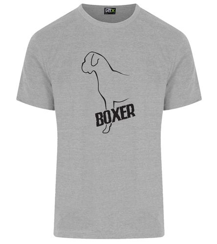 Unisex Boxer Ear Drop Roundneck T-Shirt Heather Grey (Black)