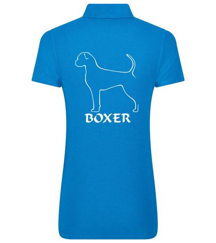 Female Boxer Ear Drop (2) Polo Shirt Sapphire Blue (White)