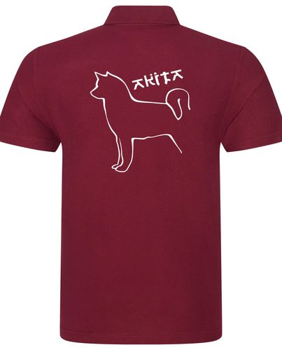 Unisex Akita Polo Shirt Burgundy (White)