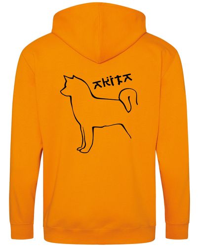Unisex Akita Zipped Hoodie Orange Crush (Black)