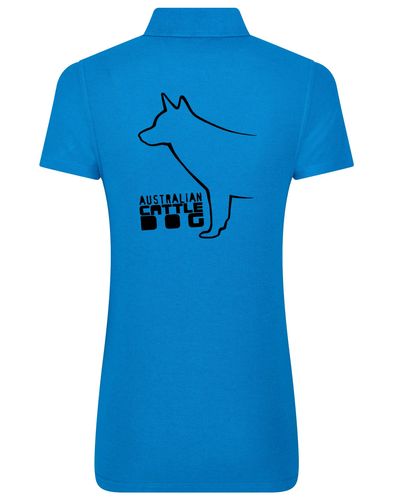 Female Australian Cattle Dog Polo Shirt Sapphire Blue (Black)