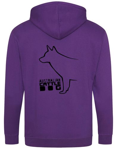 Unisex Australian Cattle Dog Zipped Hoodie Purple (Black)