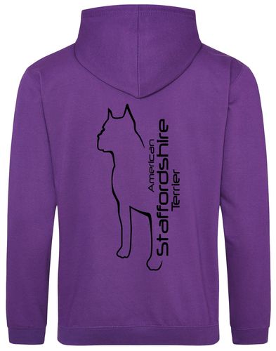 Unisex American Staffordshire Terrier Pullover Hoodie Purple (Black)