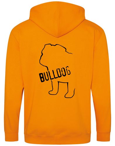 Unisex Bulldog (Body Design) Zipped Hoodie Orange Crush (Black)