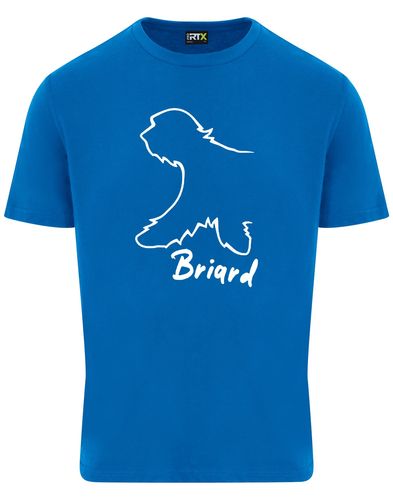 Unisex Briard Roundneck T-Shirt Sapphire Blue (White)