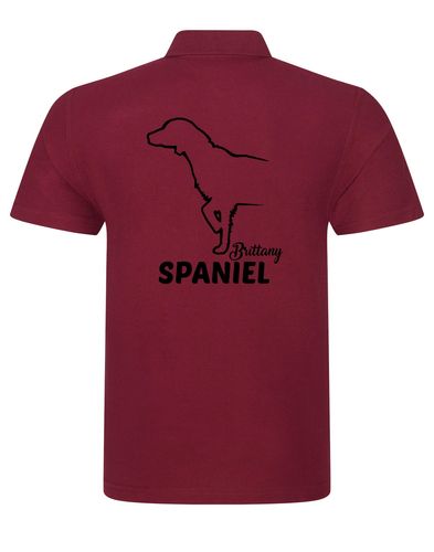 Unisex Brittany Spaniel Polo Shirt Burgundy (Black)