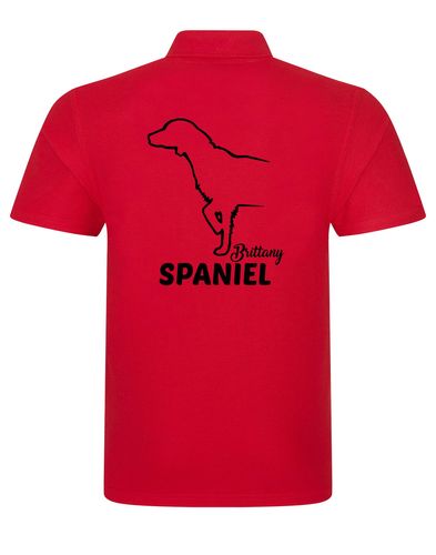 Unisex Brittany Spaniel Polo Shirt Red (Black)