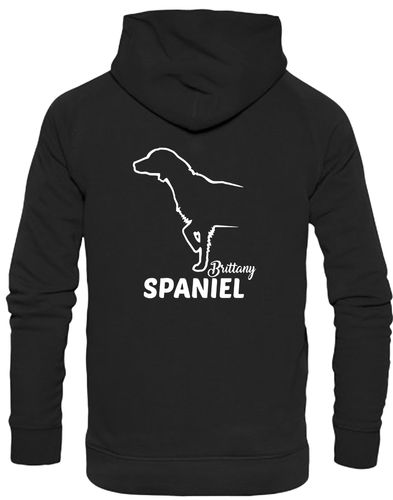 Unisex Brittany Spaniel Pullover Hoodie Black (White)
