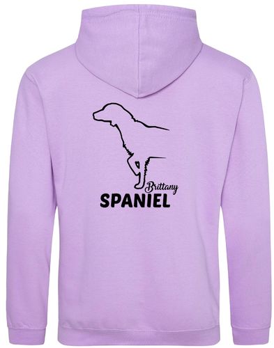 Unisex Brittany Spaniel Pullover Hoodie Lavender (Black)