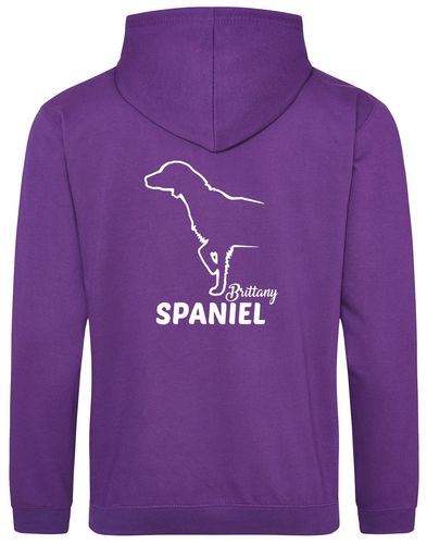 Unisex Brittany Spaniel Pullover Hoodie Purple (White)