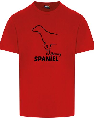 Unisex Brittany Spaniel Roundneck T-Shirt Red (Black)