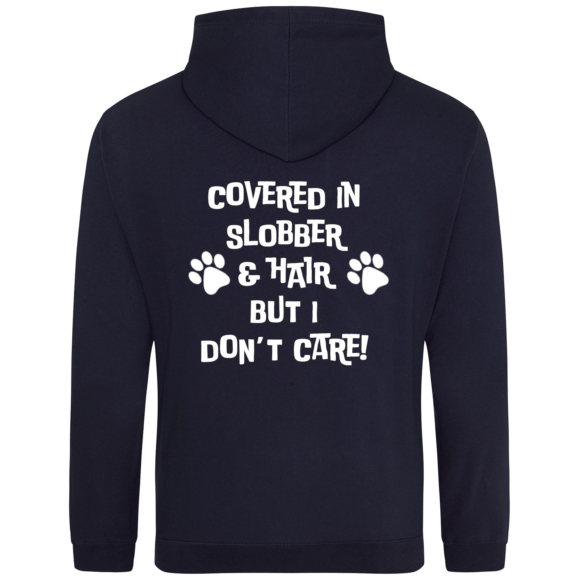 French Navy Pullover Hoodies with "Covered in Slobber" White Print - Agility Lifestyle Collection