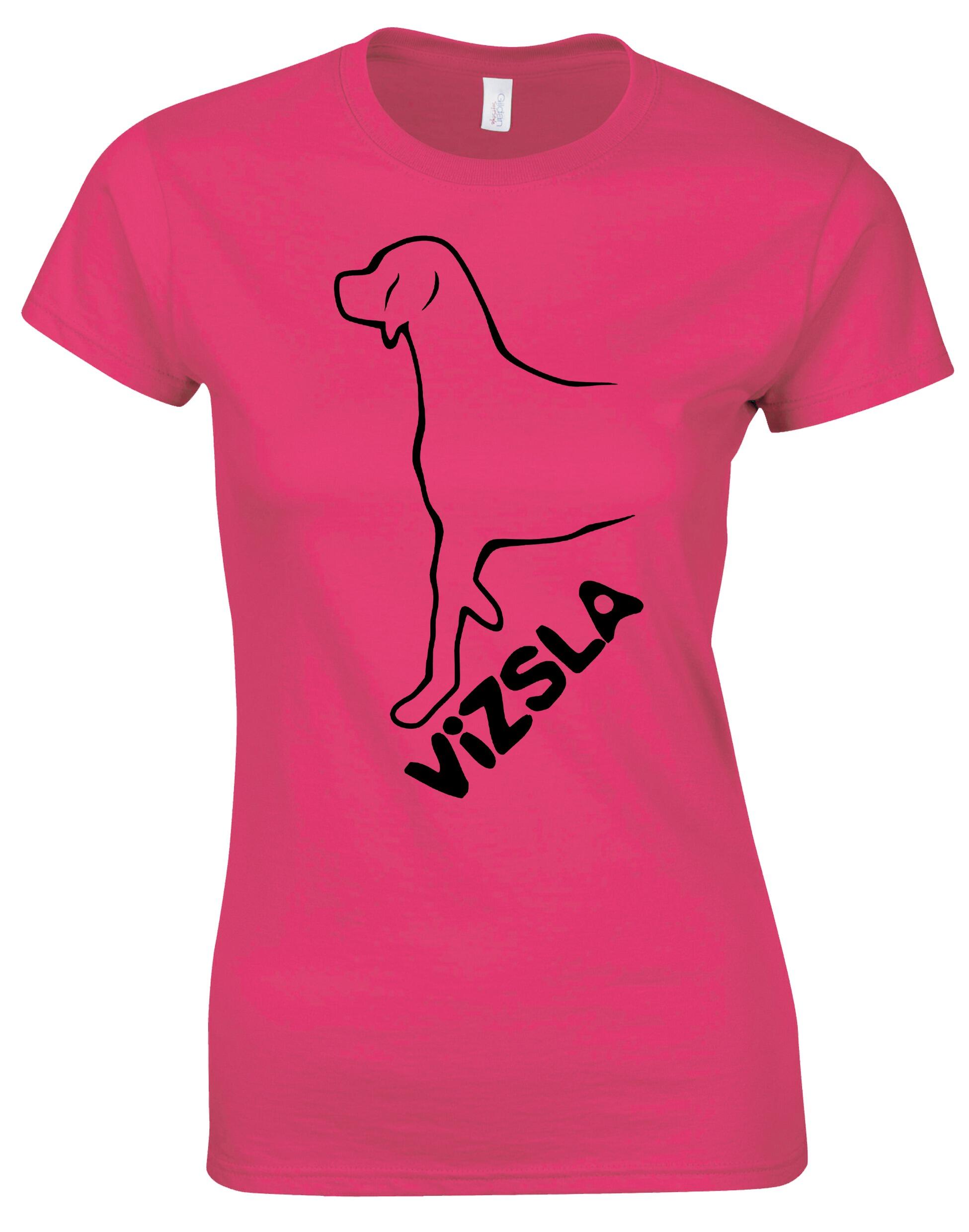 Female Roundneck T-shirt with Vizsla Dog Breed Design