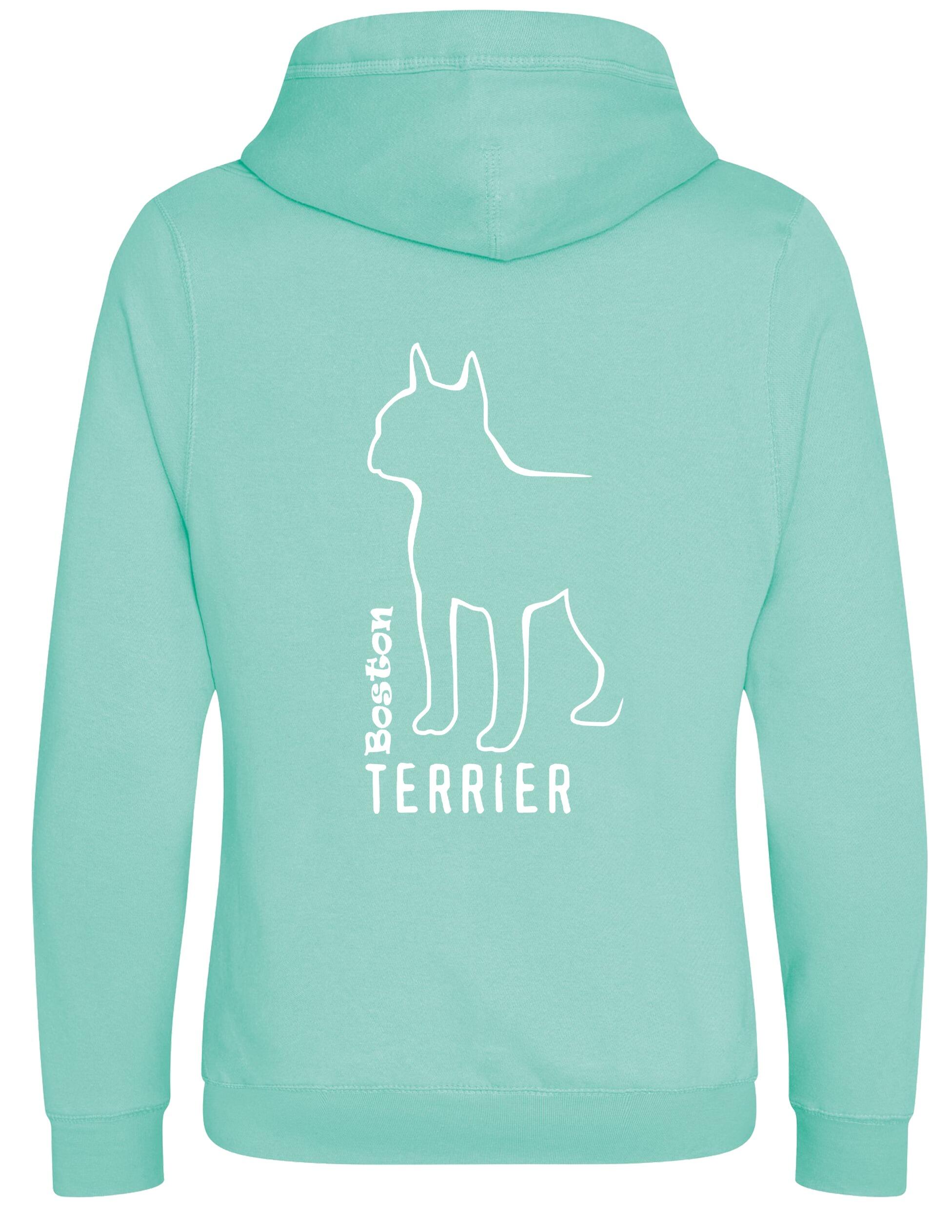 Unisex Crossneck Pullover Hoodie with Boston Terrier Dog Breed Design