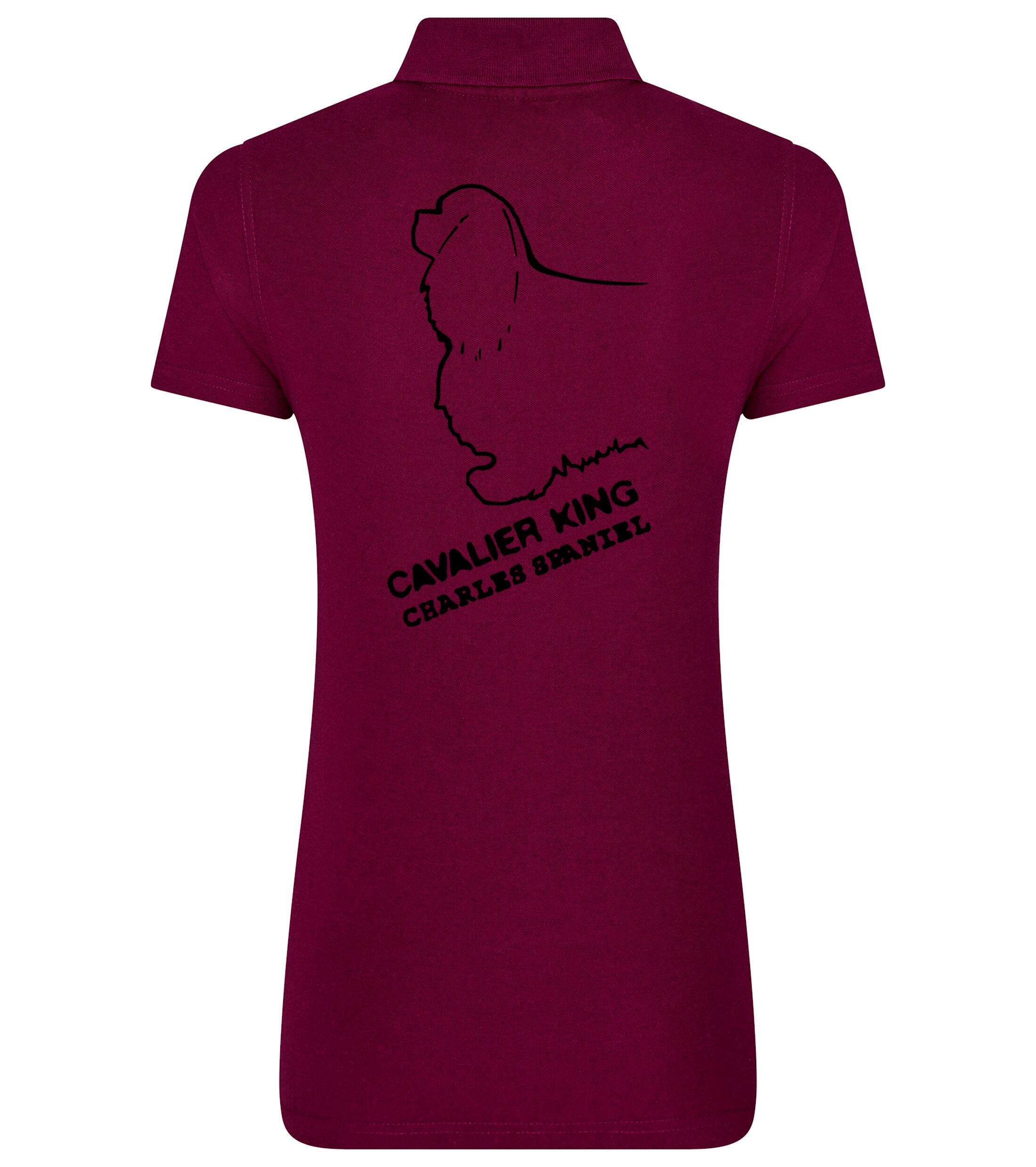 Women’s Cotton Polo with Cavalier King Charles Spaniel Dog Breed Design – A Must for Cavalier Enthusiasts