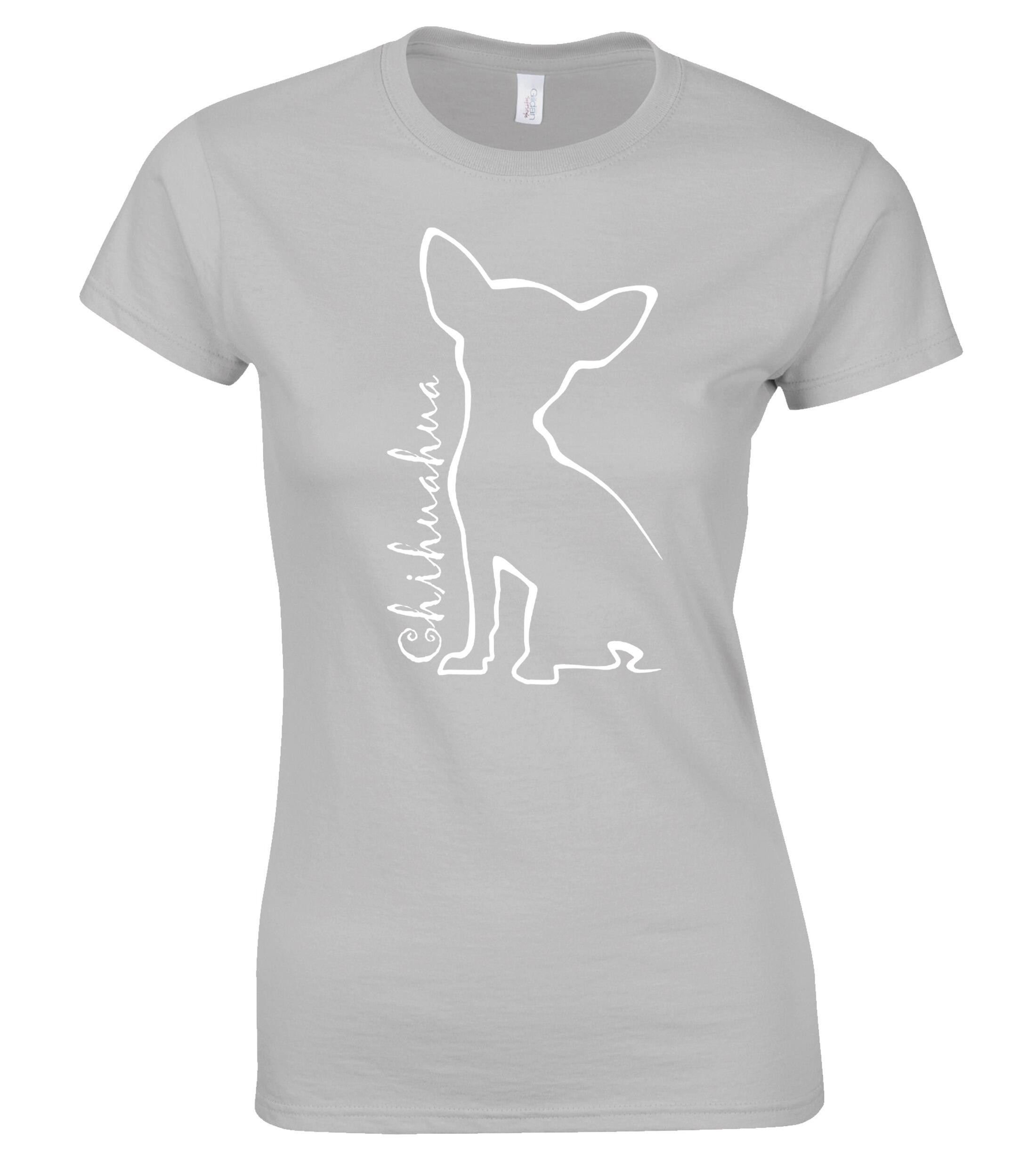Female Roundneck T-shirt with Chihuahua Outline Design – Style for Every Dog Lover