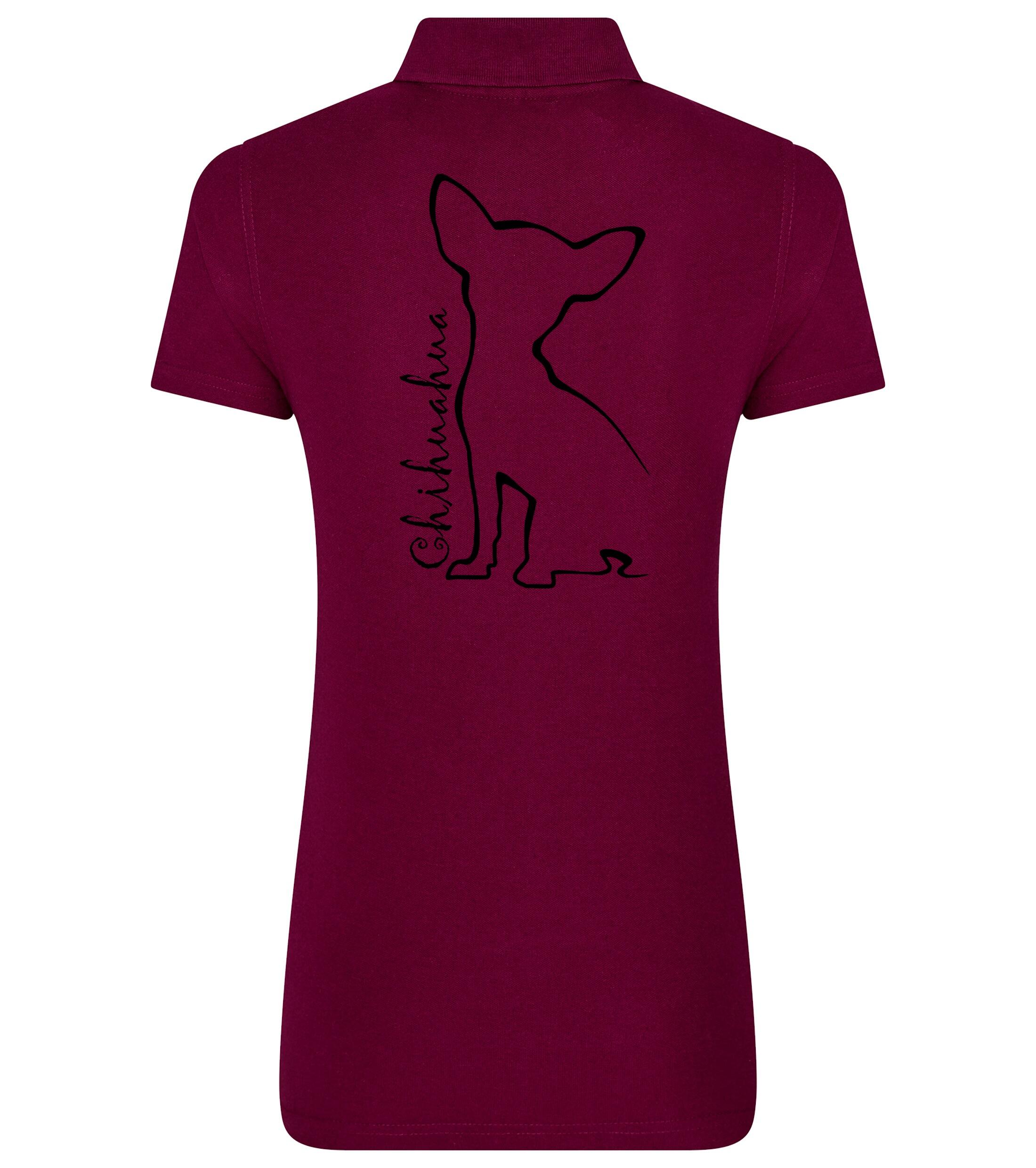 Women’s Cotton Polo with Chihuahua Outline Design – Perfect for Every Chihuahua Lover