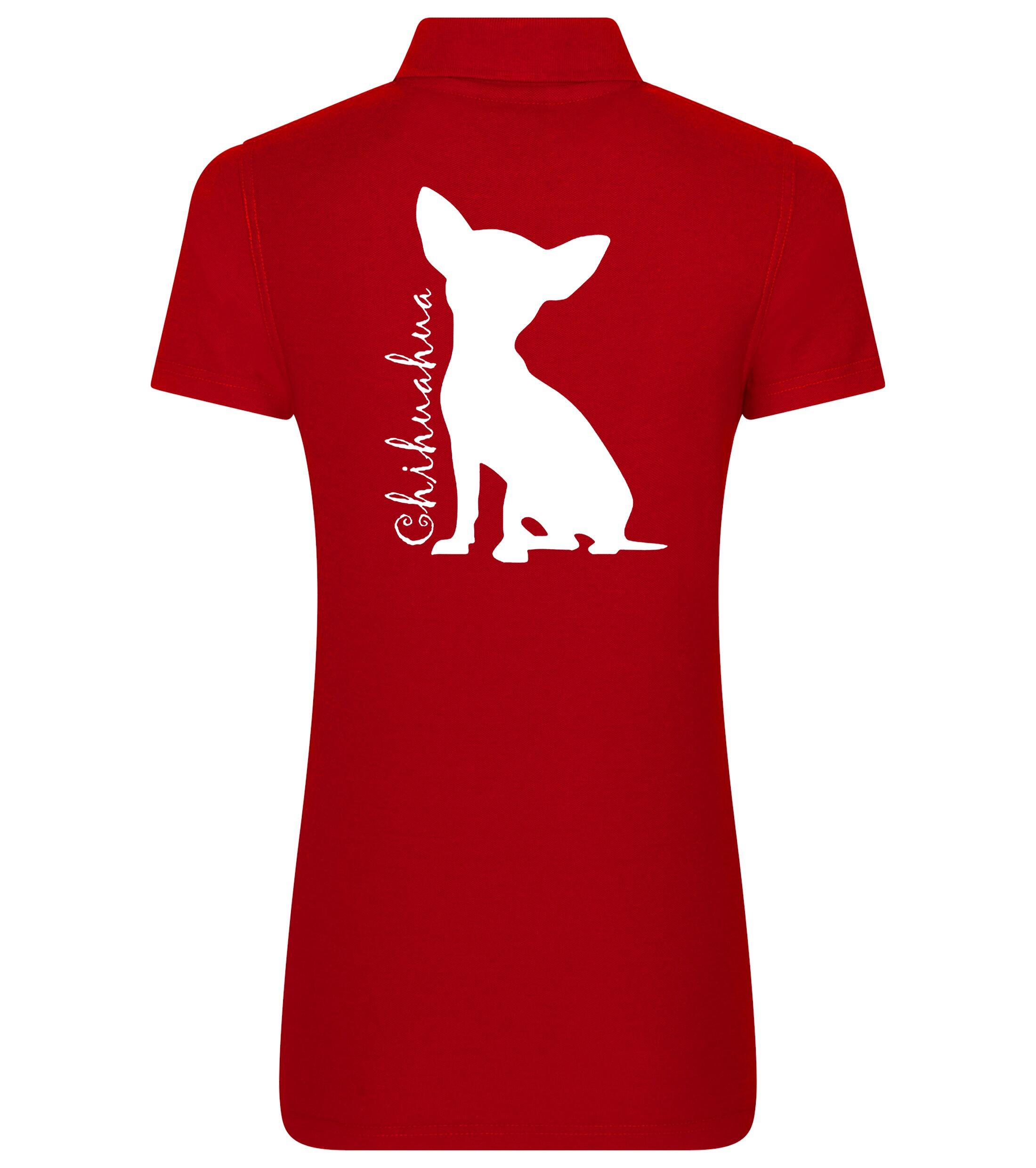 Women’s Cotton Polo with Chihuahua Silhouette Design – Essential Style for Chihuahua Lovers