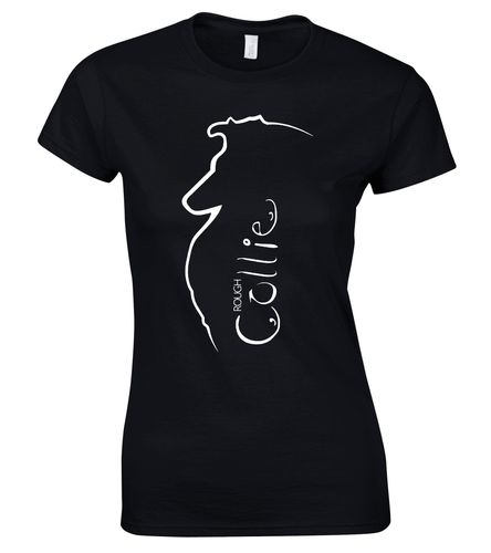 Female Roundneck T-Shirt with Collie (Rough) Dog Breed Design – Perfect for Every Rough Collie Lover