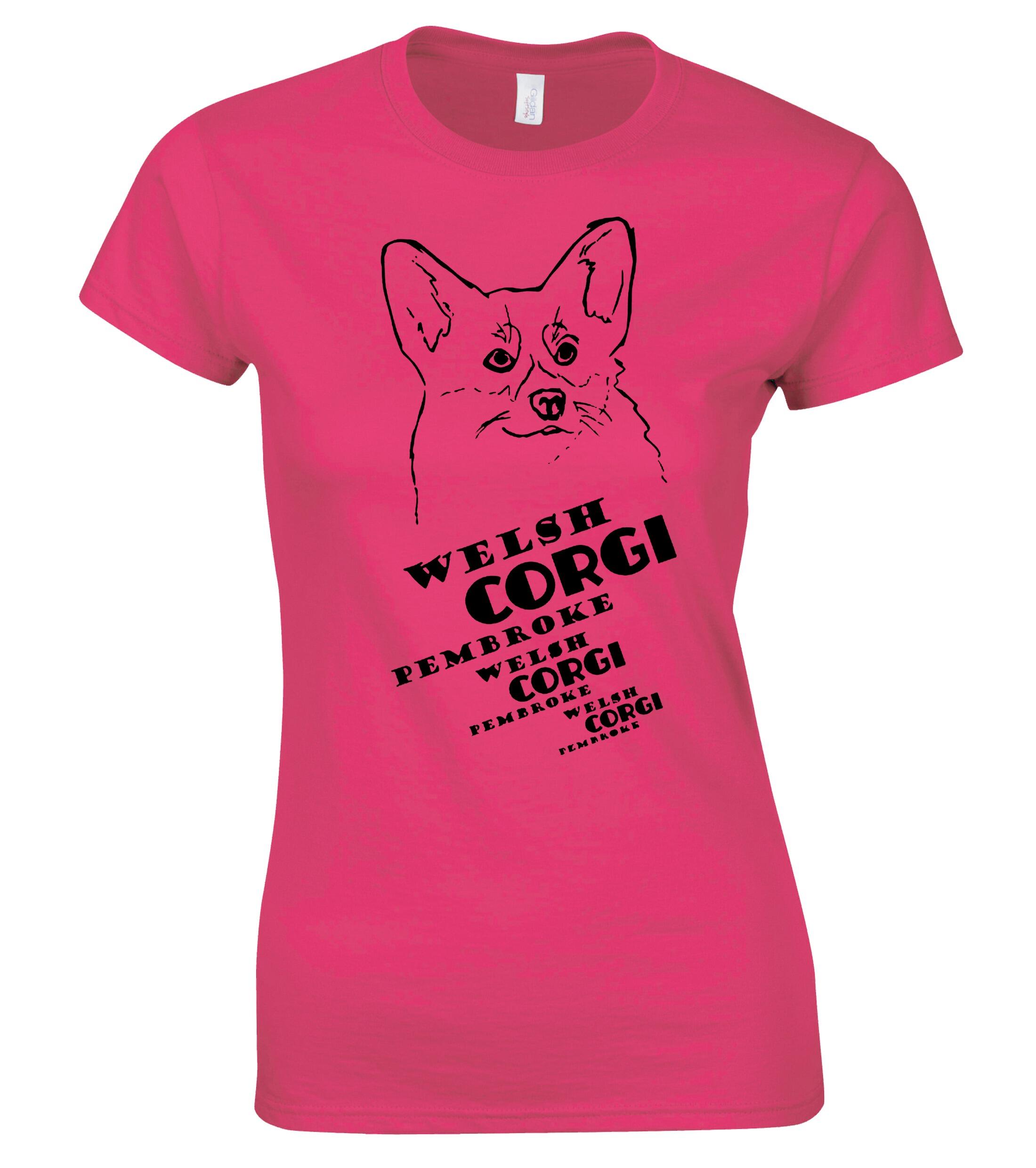 Female Roundneck T-shirt with Corgi Pembroke (Face) Dog Breed Design – An Essential for Corgi Enthusiasts