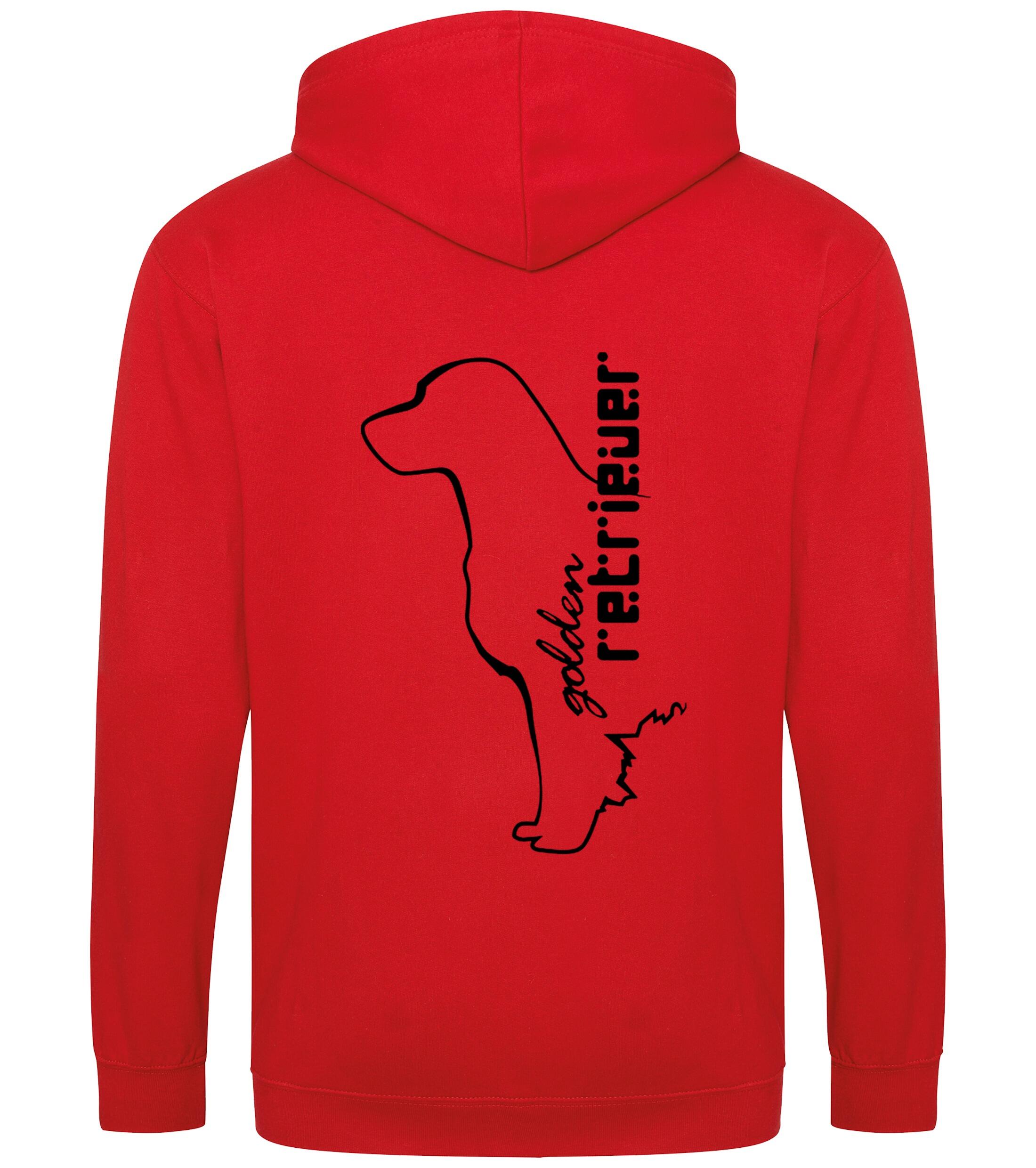 Golden Retriever zipped hoodie featuring an exclusive breed design, heavy-blend fabric with a brushed fleece interior, full-zip closure, and practical pockets, perfect for Golden Retriever enthusiasts.