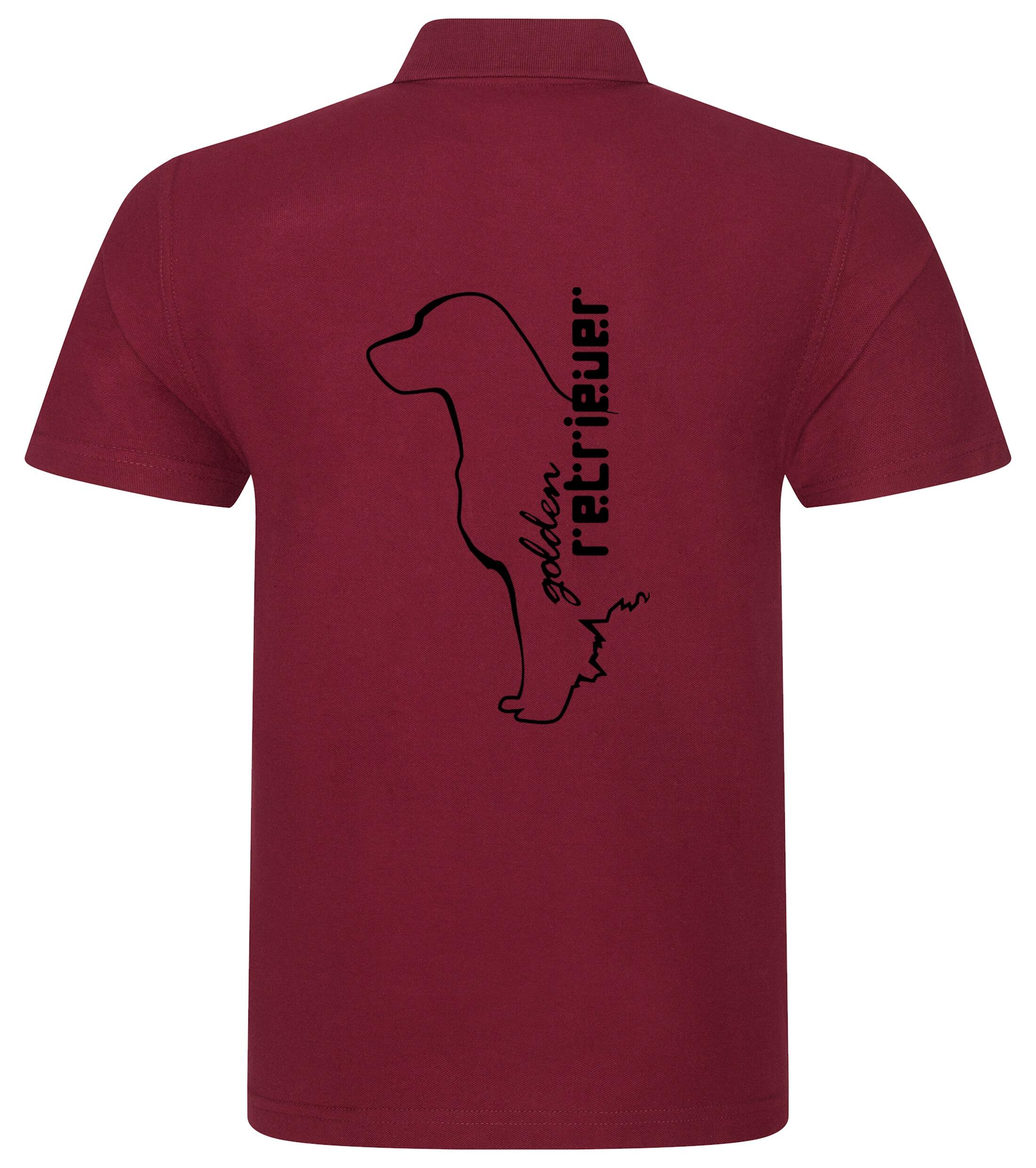 Unisex Cotton Polo with a detailed Golden Retriever graphic, crafted from breathable cotton fabric for lightweight comfort, featuring a classic polo collar and relaxed fit for versatile style.