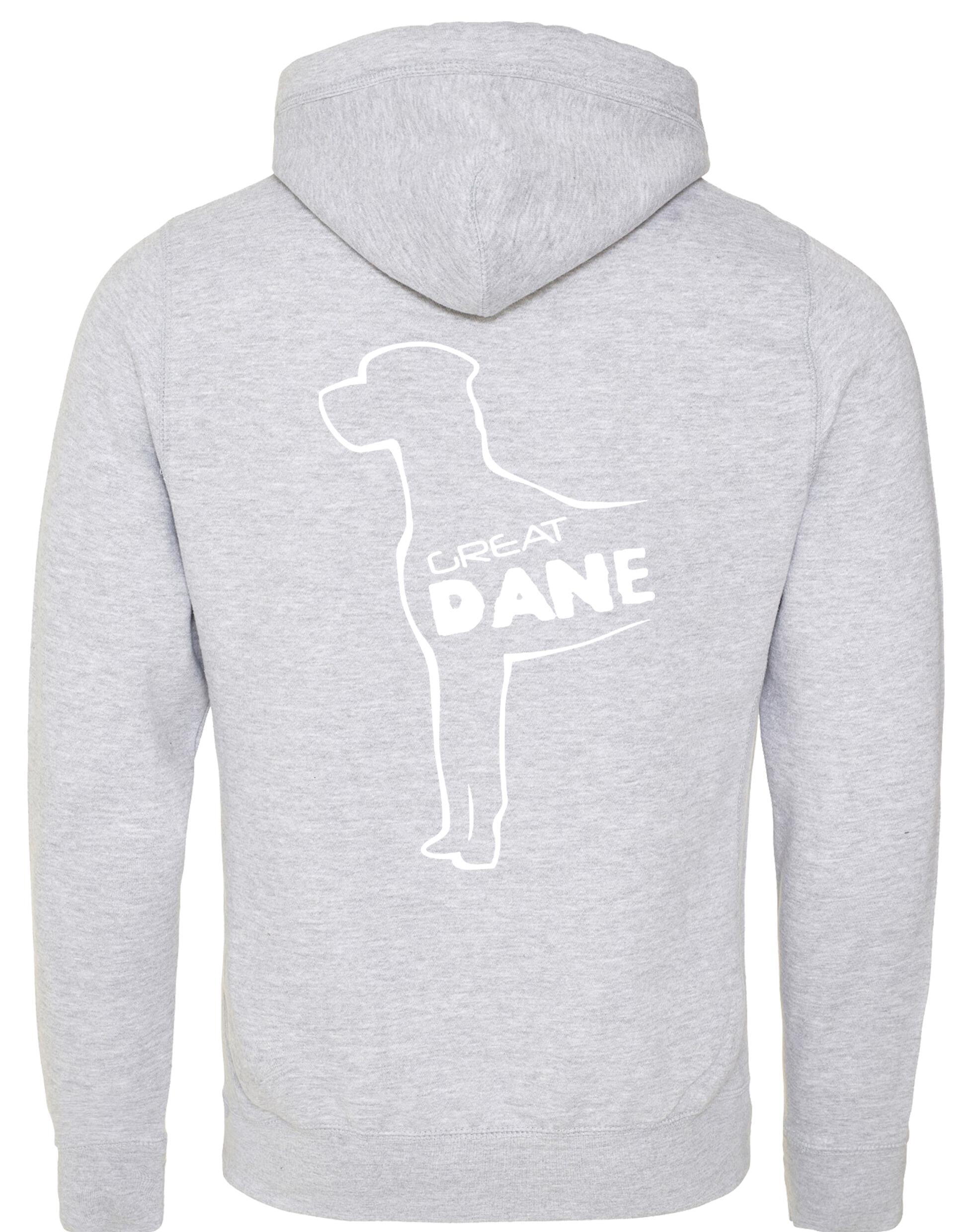 Unisex crossneck pullover hoodie featuring a detailed Great Dane graphic, made from heavy-blend fabric with a brushed fleece interior, modern design, and practical kangaroo pocket.