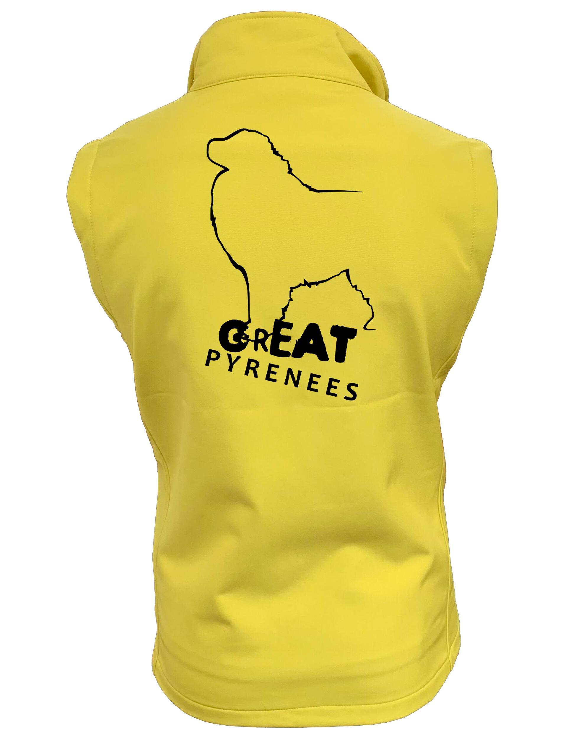 Unisex Softshell Gilet with water-resistant fabric, fleece-lined interior, and exclusive Great Pyrenees design, perfect for layering during outdoor activities and showcasing breed pride.